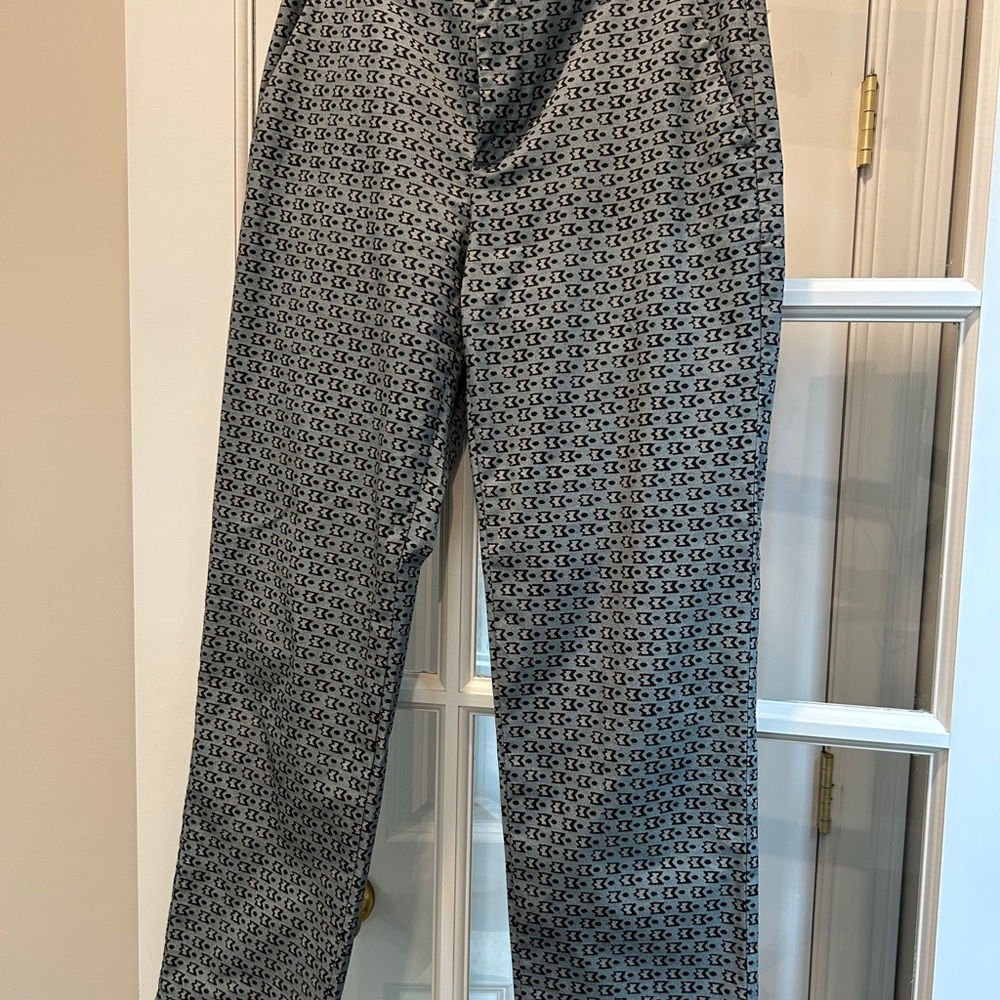 Peruvian Connection Blue Patterned Straight Leg Pants